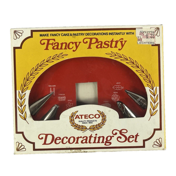 Ateco Fancy Pastry Cake Cookie Decorating Set 6 Icing Tips New in Box USA - Picture 1 of 8